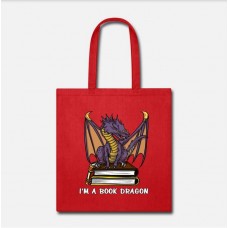 I Am A Book Dragon Red Tote Bag